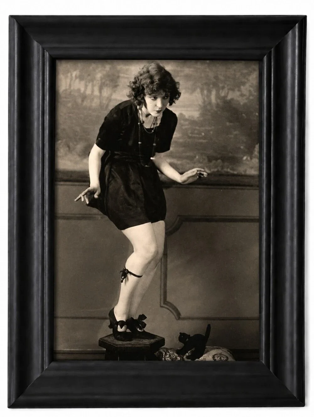 Vintage Woman Scared  Black Cat Wiccan Pagan Witchy Goth Cats Witchcraft Seance